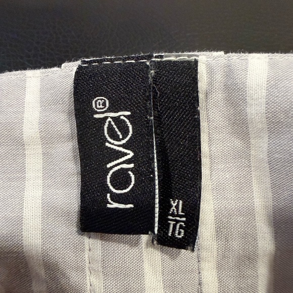 Ravel Gray White Button Back Striped Square-Neck Cotton Lagenlook Tunic Sz XL - Picture 6 of 10